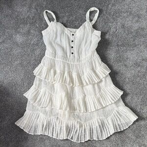 Maje Textured White Blouse with Black Buttons